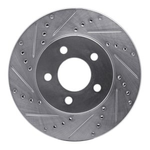 Ford Mustang Brake Rotor (1) - Front Left - R1 Concepts - Drilled & Slotted - Silver - `05-`10 Ford Mustang Brake Rotor (1) - Front Left - R1 Concepts - Drilled & Slotted - Silver - `05-`10